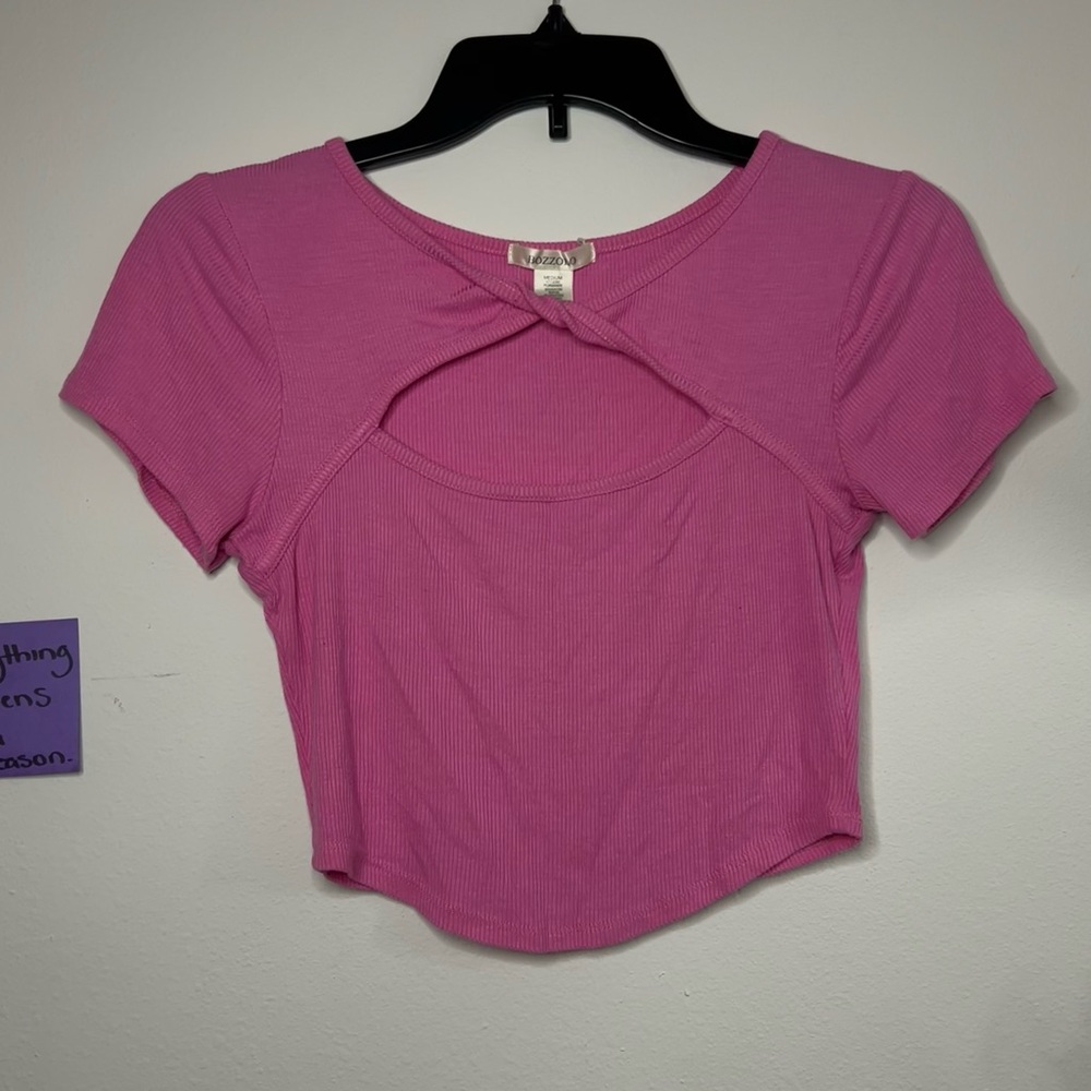 Pink Ribbed Cut-Out Top - Picture 2 of 3